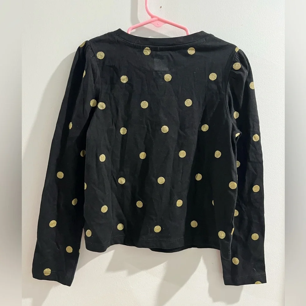 Gap Girls' Black Long Sleeve Tee with Gold Polka Dots, size 6, new!